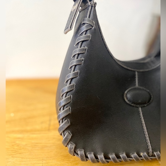 Vintage 1990s Black Mini Handbag with Silver Hardware | Retro Vibes Y2K Style - Picture 3 of 6